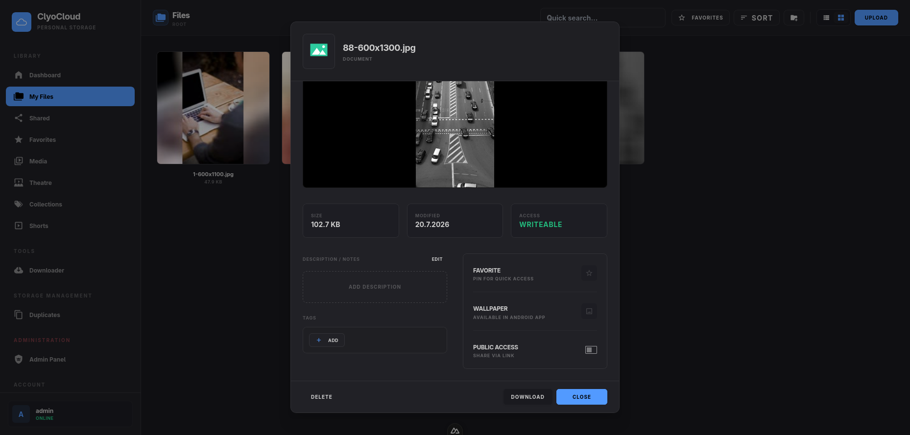 File Properties and Details Modal